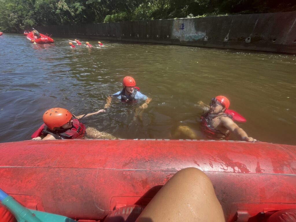 swimming in river