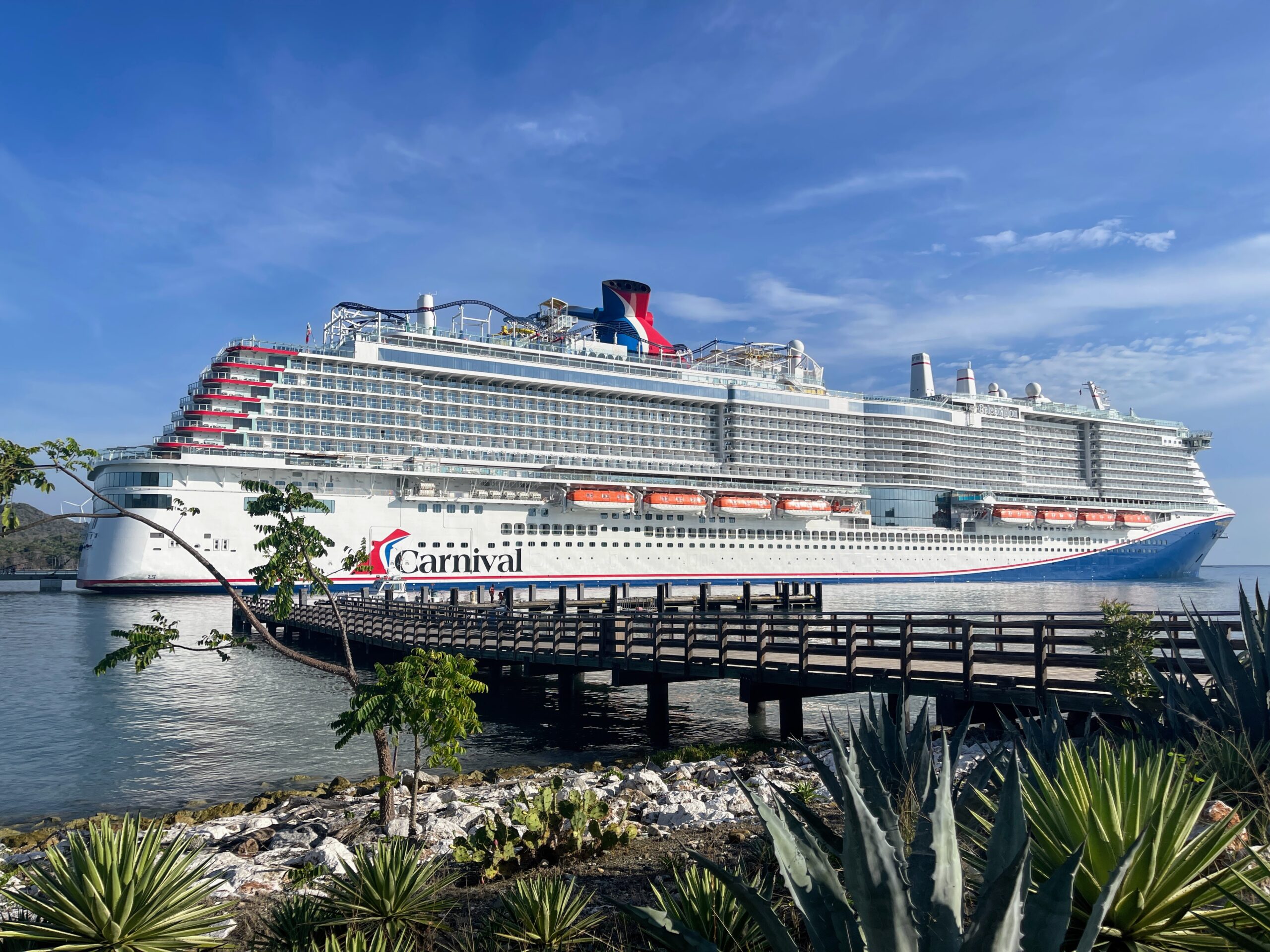 cruise ship docked in Amber Cove